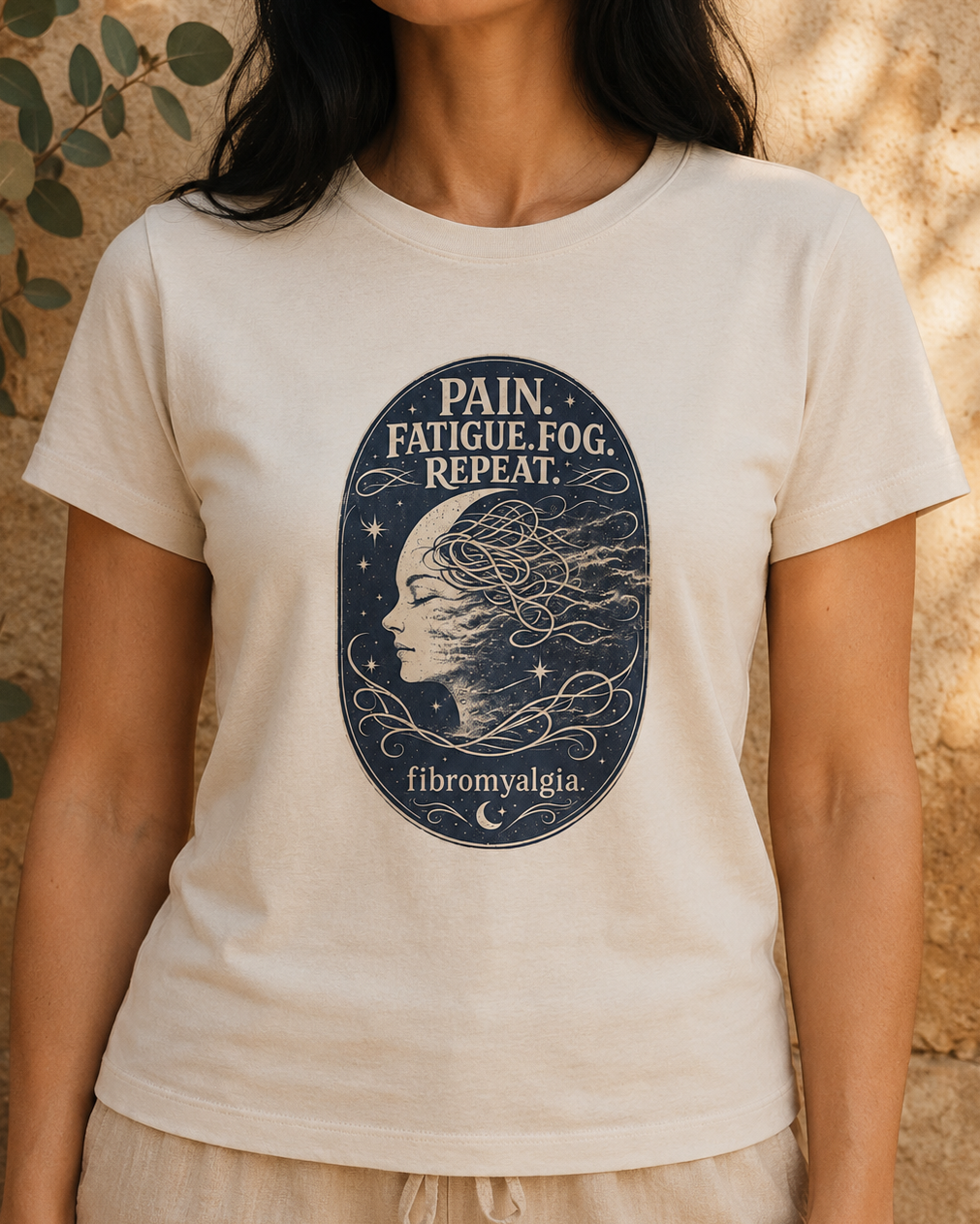Pain. Fatigue. Fog. Repeat. — Fibromyalgia Tee