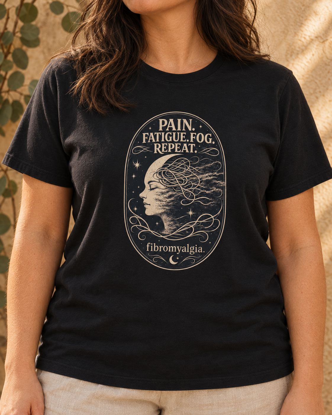 Pain. Fatigue. Fog. Repeat. — Fibromyalgia Tee