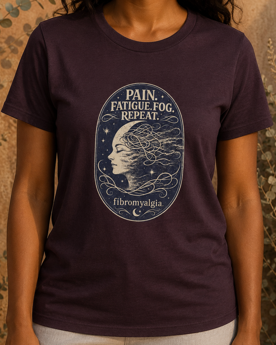 Pain. Fatigue. Fog. Repeat. — Fibromyalgia Tee