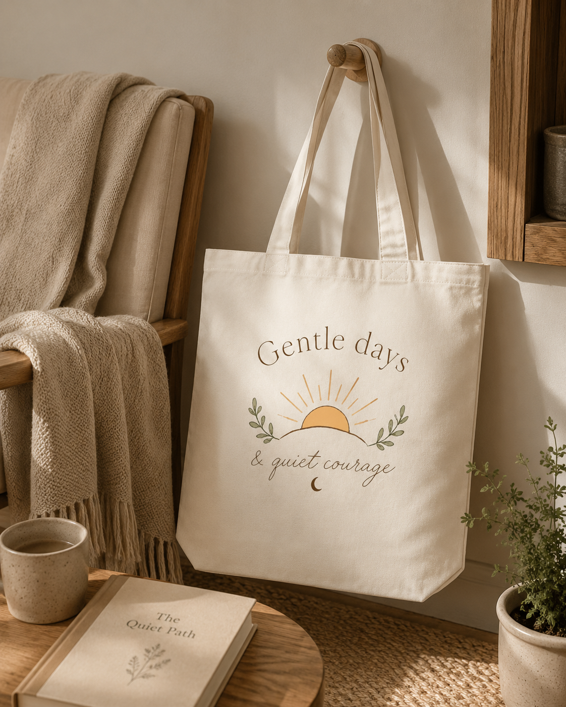Gentle Days & Quiet Courage Tote Bag