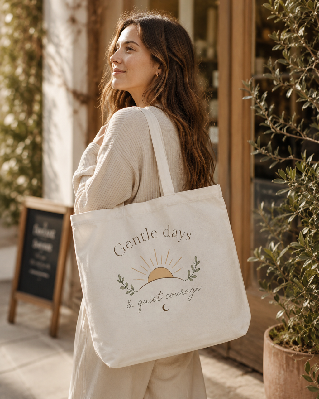 Gentle Days & Quiet Courage Tote Bag