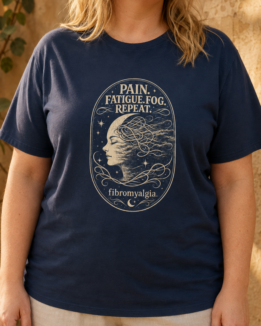 Pain. Fatigue. Fog. Repeat. — Fibromyalgia Tee
