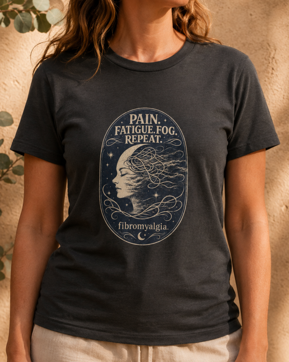 Pain. Fatigue. Fog. Repeat. — Fibromyalgia Tee